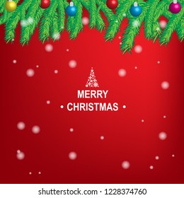 Merry christmas Green christmas pine tree ,Snow christmas tree ,Holidays Background with Season. EPS10 vector.