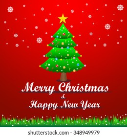 Merry Christmas green tree background