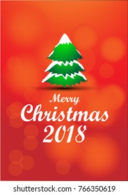 Merry Christmas Green tree background and text,vector illustration