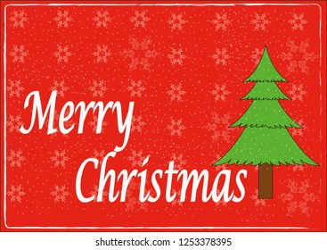 Merry Christmas with Green Christmas  tree vector
