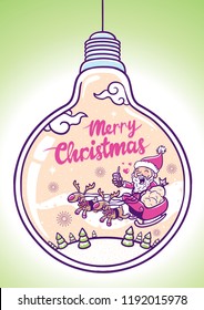 merry christmas greeting in bulb illustration