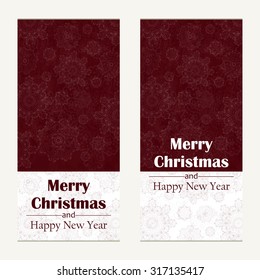 Merry Christmas greeting card. Abstract Happy New Year background.  Hand drawn inscription. Vector illustration