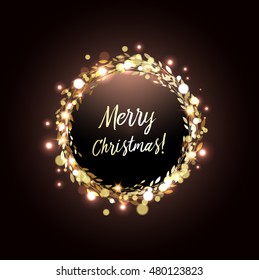 Merry Christmas greeting card against glittering background