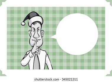 Merry Christmas greeting card with angry businessman elf 