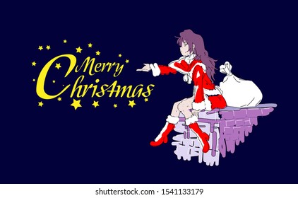 merry christmas greeting card background or banner with cute santa claus