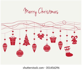 Merry Christmas Greeting Card or Background. Vector Illustration.