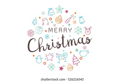 Merry christmas greeting card background with icon set pattern. Vector illustration.Wallpaper.flyers, invitation, posters, brochure, banners, calendar