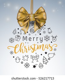 Merry christmas greeting card background with icon set balls hanging pattern. Vector illustration.Wallpaper.flyers, invitation, posters, brochure, banners, calendar