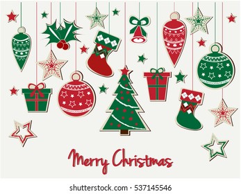 Merry christmas greeting card or background. vector illustration.