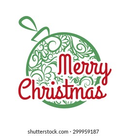 Merry Christmas Greeting card with ball. vector illustration