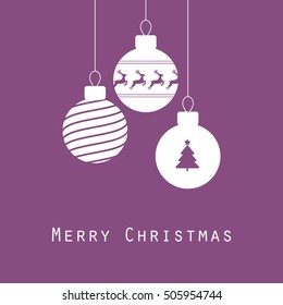 Merry Christmas greeting card, Christmas balls, vector illustration