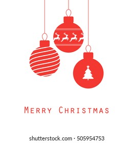 Merry Christmas greeting card, Christmas balls, vector illustration
