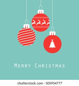 Merry Christmas greeting card, Christmas balls, vector illustration