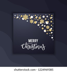 Merry Christmas Greeting Card, banner design with lettering, web vector template, for sale advertising, promotion, online shopping, flyer, invitation card
