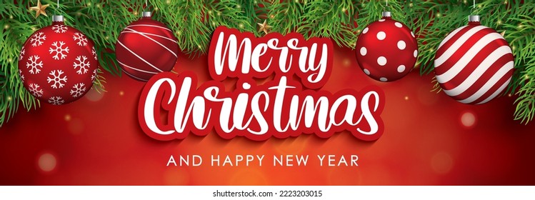 Merry christmas greeting card banner template background.
