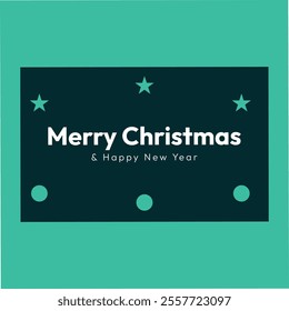 Merry Christmas Greeting Card Banner Poster. Green color background holiday abstract design. Isolated on White Letter Merry Christmas art Classic Graphics 2025 and Happy New Year. 