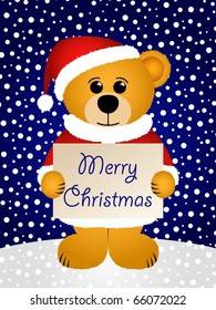 merry christmas greeting card with bear