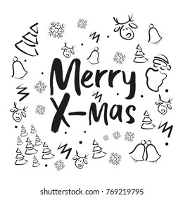 Merry Christmas Greeting Card black color