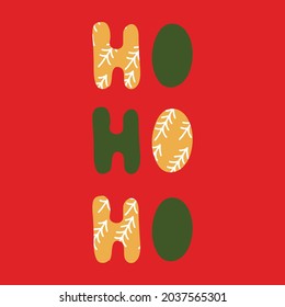 Merry Christmas greeting card with calligraphy. Hoho. Handwritten modern brush lettering. Hand drawn design elements.
