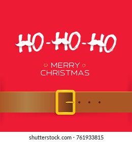 Merry Christmas greeting card with calligraphy. Hoho. Freehand drawing. Hand drawn design elements. Handwritten modern brush lettering. Vector illustration EPS 10. Isolated on red background