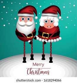 Merry christmas greeting card with christmas characters - Vector