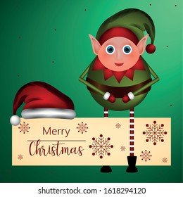 Merry christmas greeting card with christmas characters - Vector