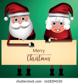 Merry christmas greeting card with christmas characters - Vector