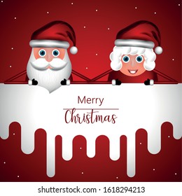 Merry christmas greeting card with christmas characters - Vector