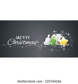 Merry Christmas greeting card color elements black background