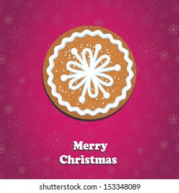 Merry Christmas Greeting Card with cookie