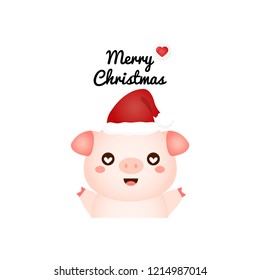 Merry Christmas greeting card with cute animal.