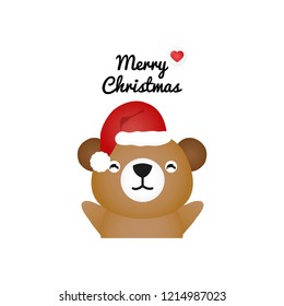 Merry Christmas greeting card with cute animal.