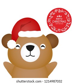 Merry Christmas greeting card with cute animal.