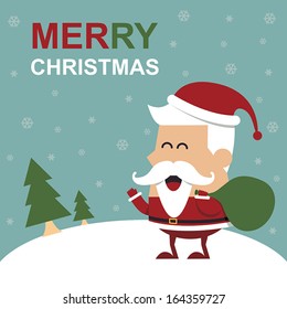 Merry Christmas Greeting Card with Cute Santa.