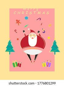 Merry christmas greeting card with cute Santa Claus, eps10 vector format.	