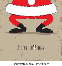 Merry Christmas greeting card with cute Santa and background Vector