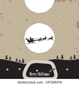 Merry Christmas greeting card with cute Santa and background Vector