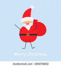 Merry Christmas greeting card with cute Santa Claus.