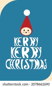 Merry Christmas Greeting Card with cute animal face