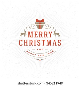 Merry Christmas Greeting Card and Decoration Vector Background. Happy new year message, Happy holidays wishes. 