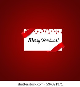 Merry Christmas Greeting Card with Christmas decoration, vector illustration.