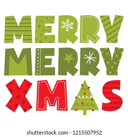 merry merry christmas greeting card design