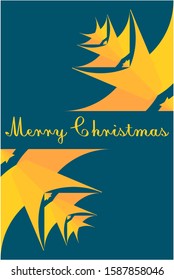 Merry Christmas Greeting Card Design in Golden Yellow