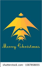 Merry Christmas Greeting Card Design in Golden Yellow