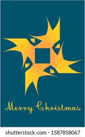Merry Christmas Greeting Card Design in Golden Yellow