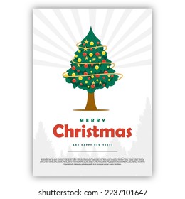 Merry Christmas Greeting Card Design with tree