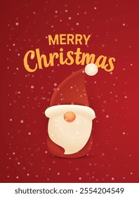 Merry Christmas greeting card design with a cute Santa Claus. Vector illustration.