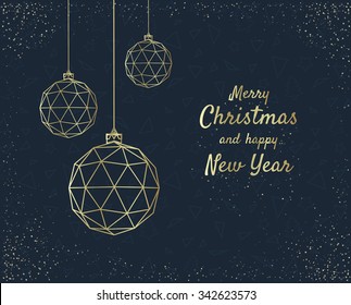 Merry Christmas greeting card design with stylized christmas ball. Vector illustration