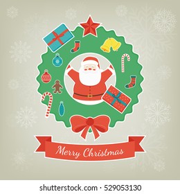 Merry Christmas greeting card. Christmas design. Vector
