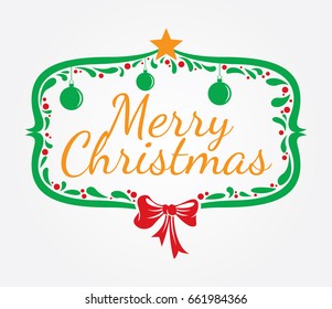 Merry Christmas greeting card design. Holiday Vector Lettering. Vector illustration